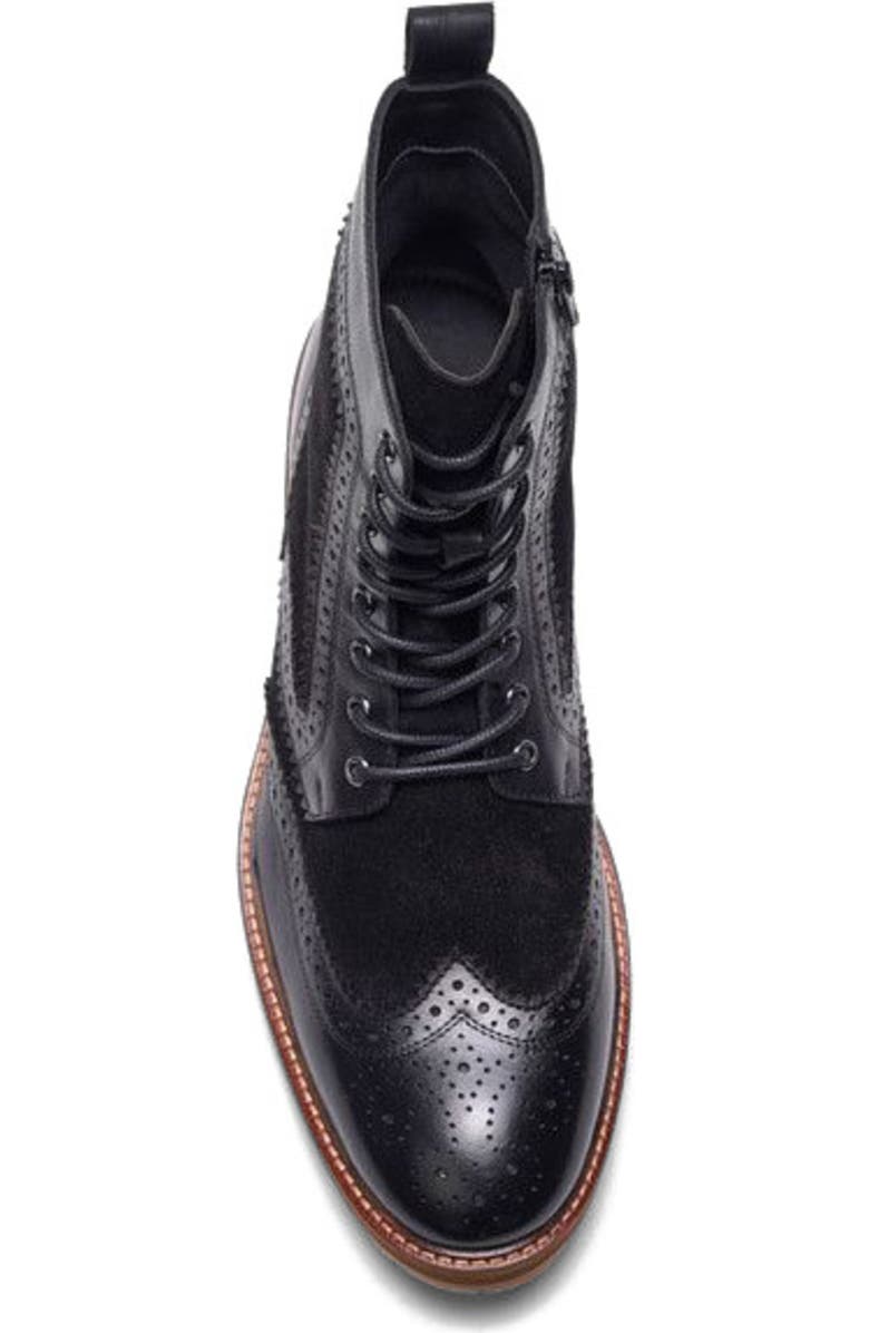 A. Veer Langston Wingtip Boot, Alternate, color, Black Leather & Suede