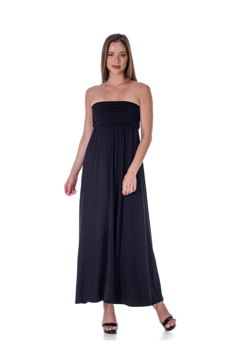 24seven Comfort Apparel Strapless Empire Waist Maxi Dress, Main, color, Black