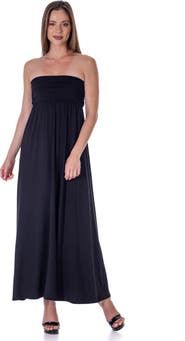 24seven Comfort Apparel Strapless Empire Waist Maxi Dress