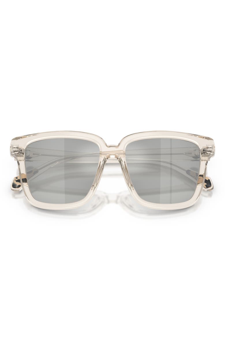 Moncler Clasico 54mm Mirrored Pillow Sunglasses, Alternate, color, Butter / Mirror Silver