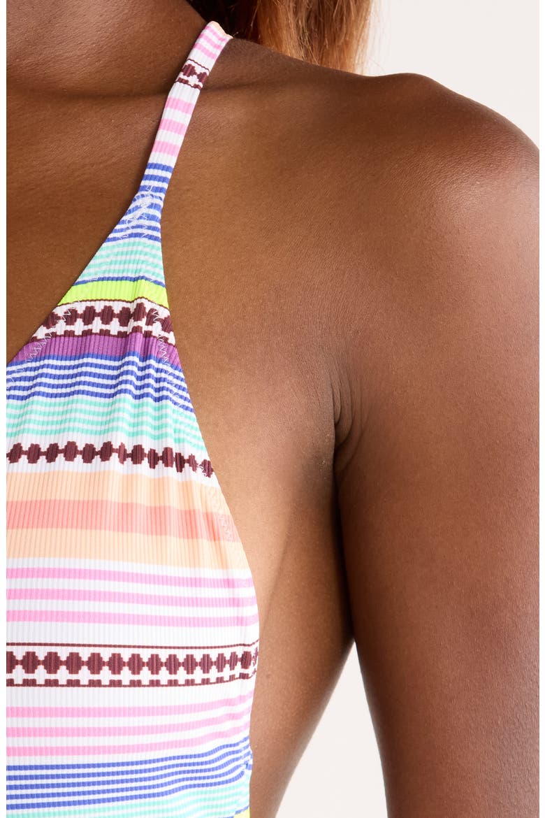 Retiro Stripe Rib One-Piece Swimsuit, Alternate, color, CIRCUS CITRUS MULTI