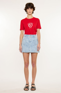 KanCan Aria Mid Rise Floral Print Denim Mini Skir