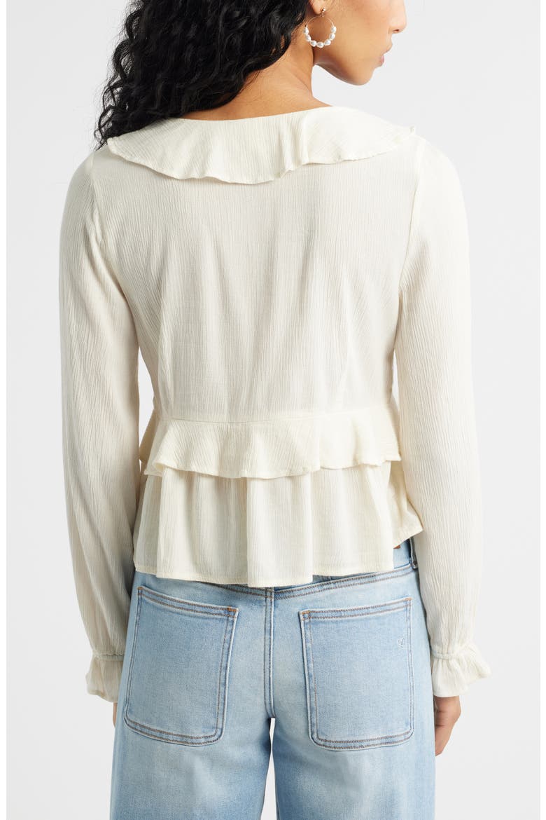 Ruffle Tie Neck Button-Up Shirt, Alternate, color, IVORY DOVE