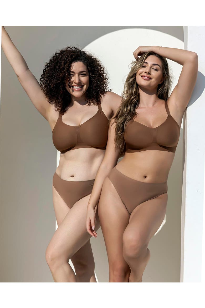 Simplicity Seamless Wire-free Bra, Alternate, color, Mocha