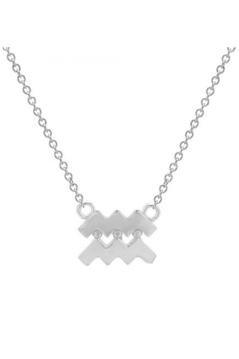 Zodiac Pendant Necklace, Main, color, WHITE GOLD- AQUARIUS