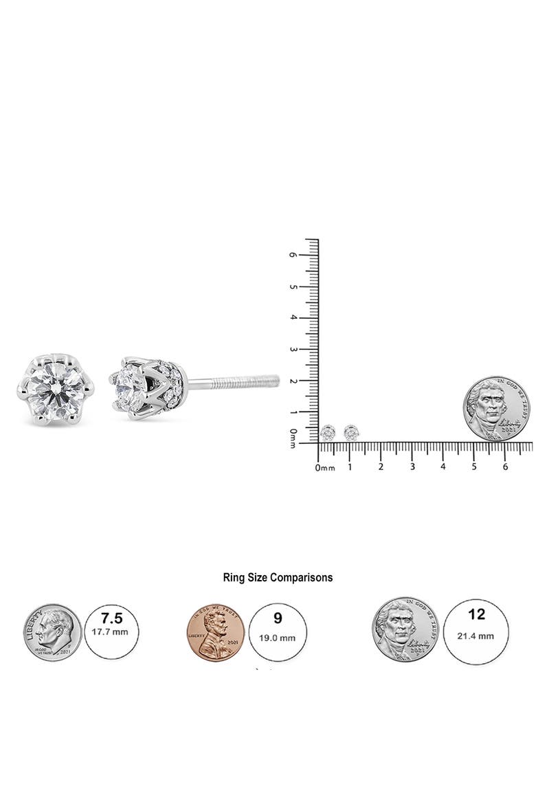 14K Gold 1/2 Cttw Round Diamond Crown Stud Earring, Alternate, color, White