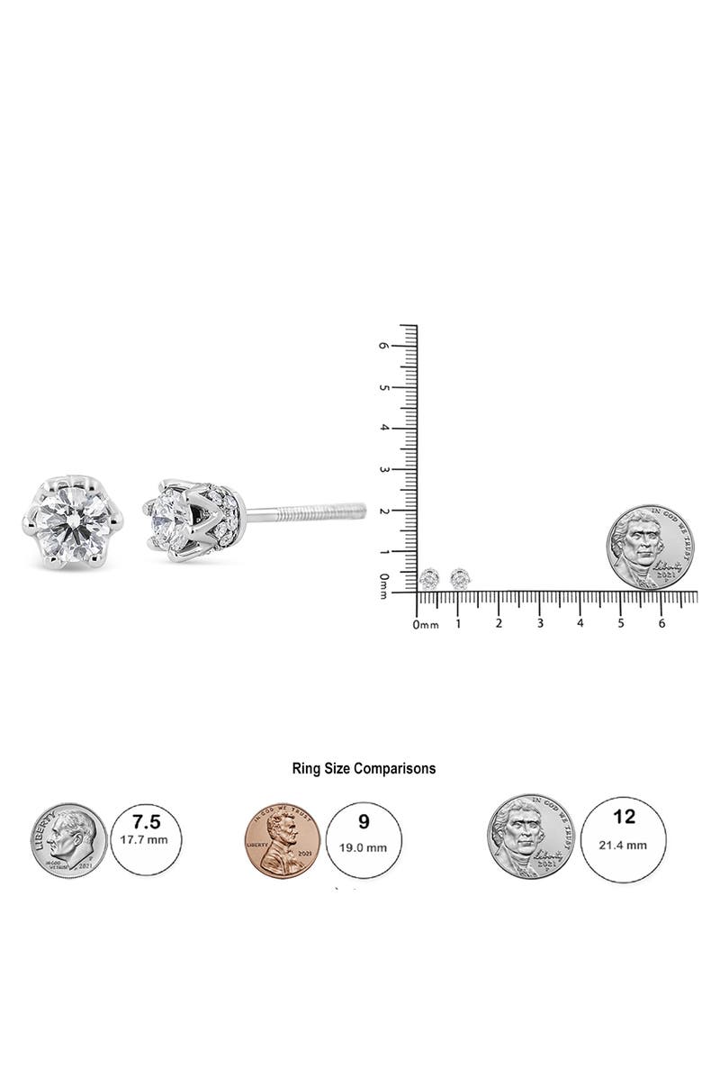 Haus of Brilliance 14K Gold 1/2 Cttw Round Diamond Crown Stud Earring, Alternate, color, White