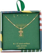 Leith Varsity Font Cubic Zirconia Initial Pendant Necklace