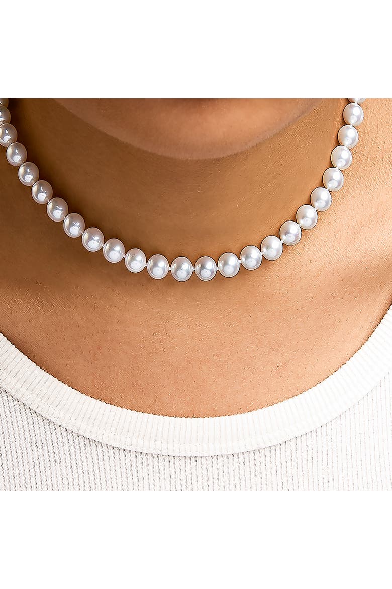 14K Gold 8.0x8.5mm Akoya Pearl Strand Necklace, Alternate, color, White