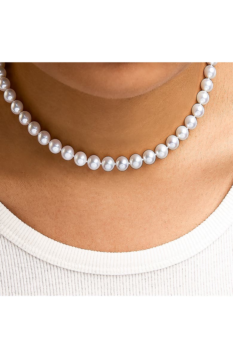 Haus of Brilliance 14K Gold 8.0x8.5mm Akoya Pearl Strand Necklace, Alternate, color, White