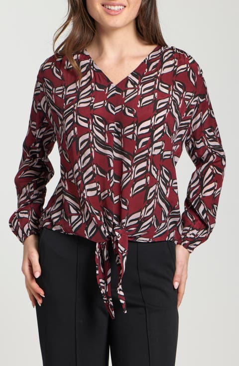 Print Tie Front Top