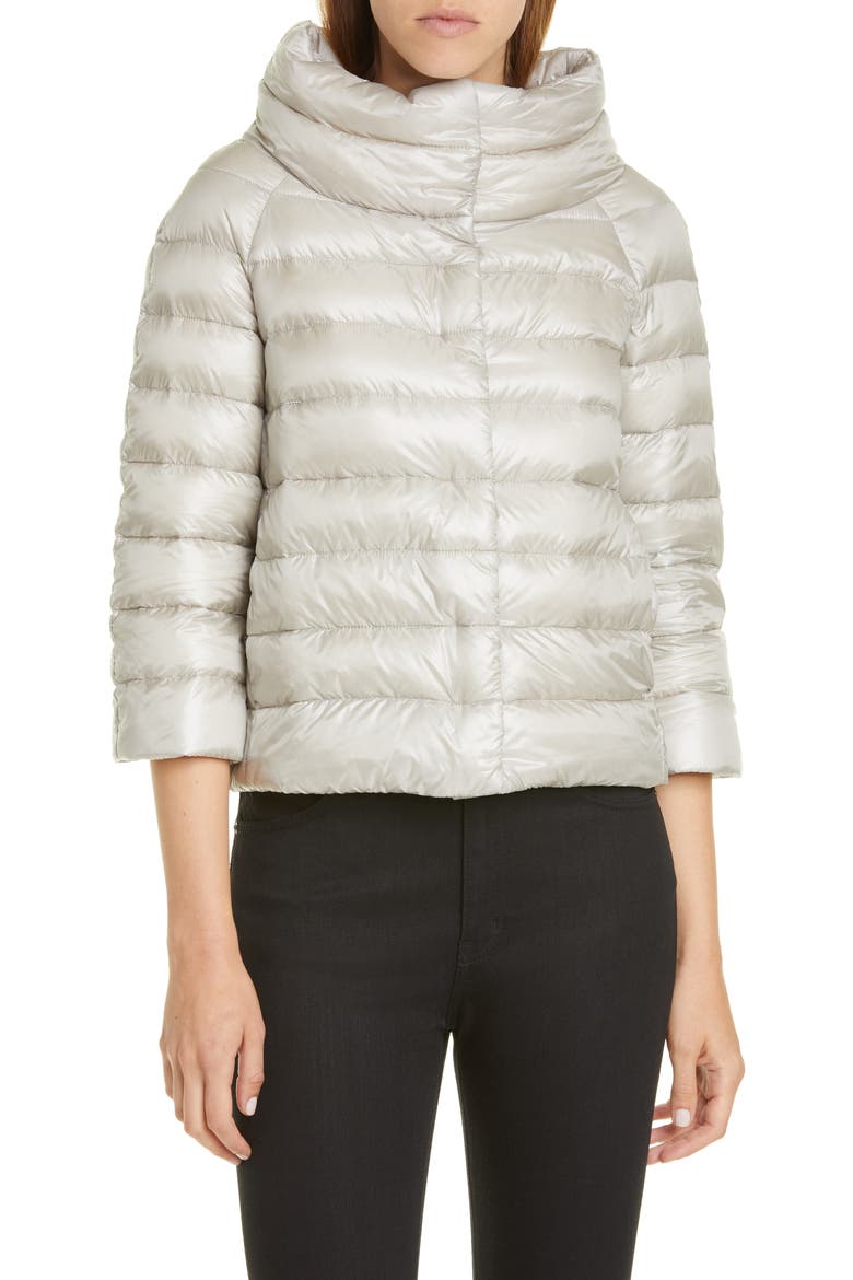 Sofia Down Crop Puffer Jacket, Main, color, SILVER