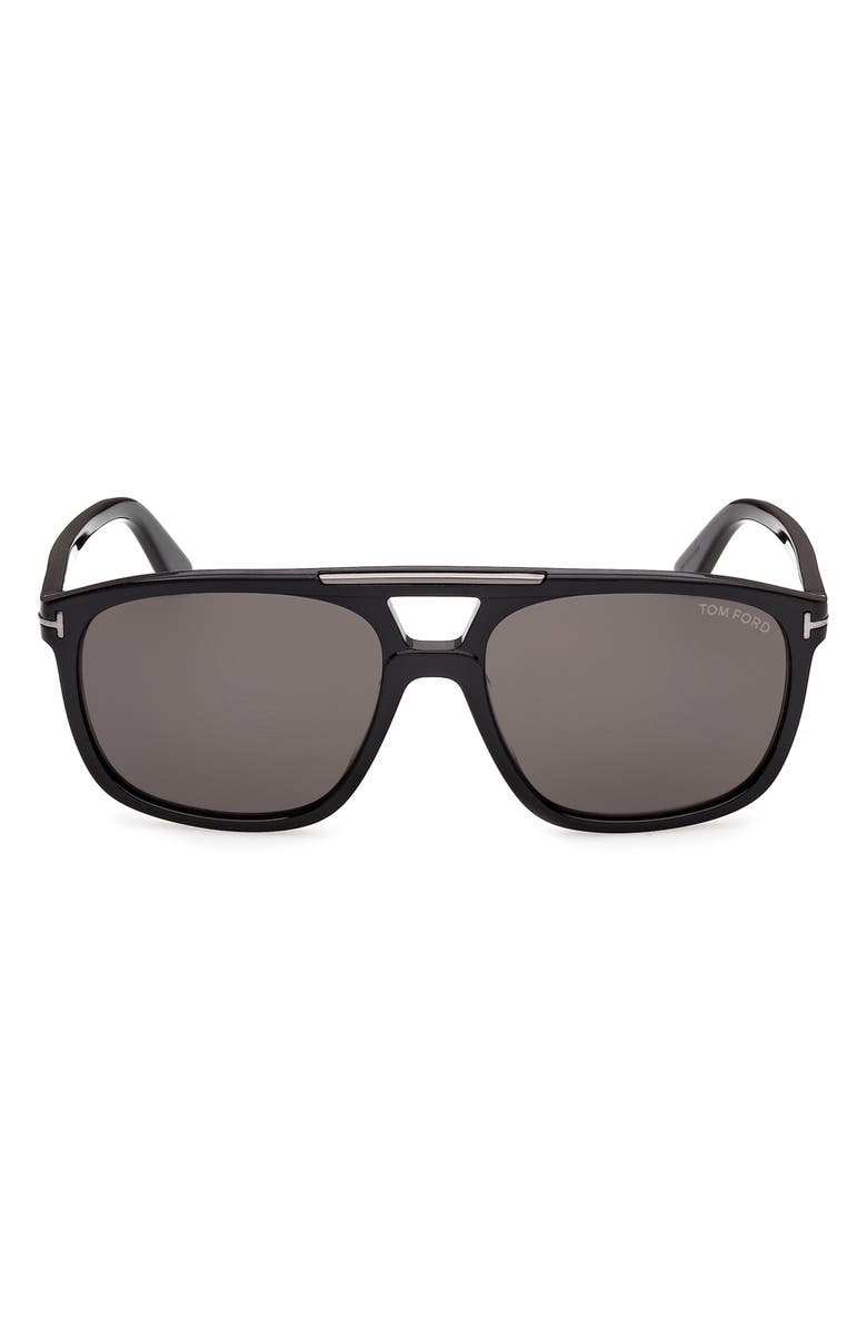TOM FORD Brianna 58mm Gradient Navigator Sunglasses, Main, color, Black Dark Gunmetal / Smoke