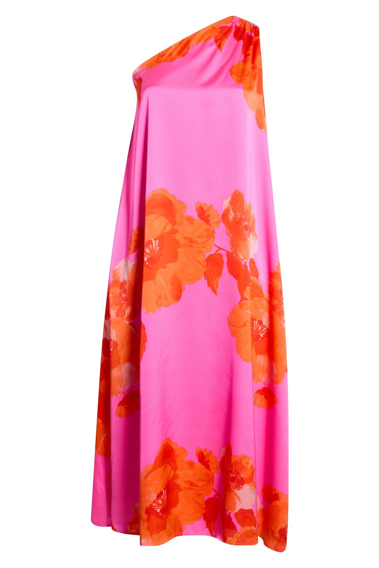 Glena Floral One Shoulder Maxi Dress, Alternate, color, PINK-ORANGE-MULTI