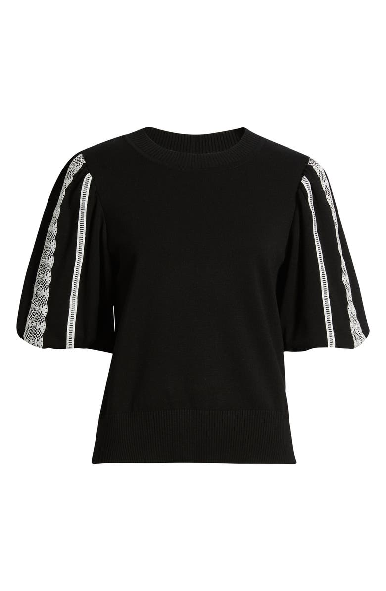 Misook Lace Appliqué Sweater, Alternate, color, Black/ White