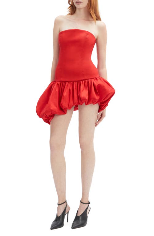 Bardot Alyna Bubble Hem Strapless Minidress In Red