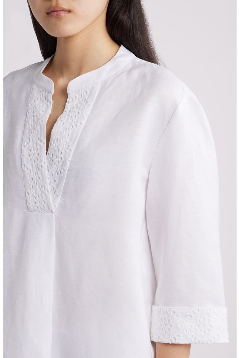 Linen Blend Tunic, Alternate, color, CRISP WHITE