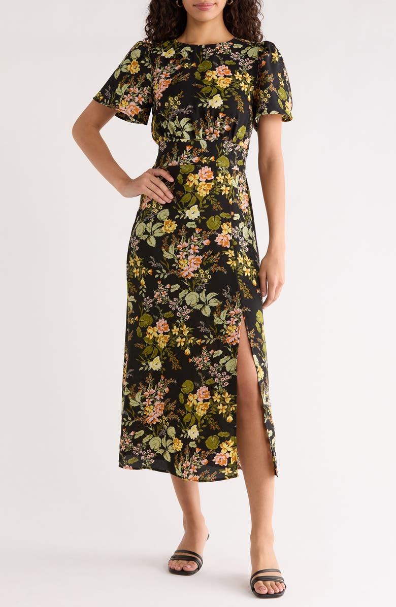 SUGARLIPS Night Bloom Floral Midi Dress, Main, color, 