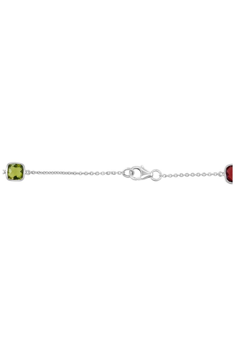 Sterling Silver Semiprecious Gemstone Station Chain Necklace, Alternate, color, SILVER