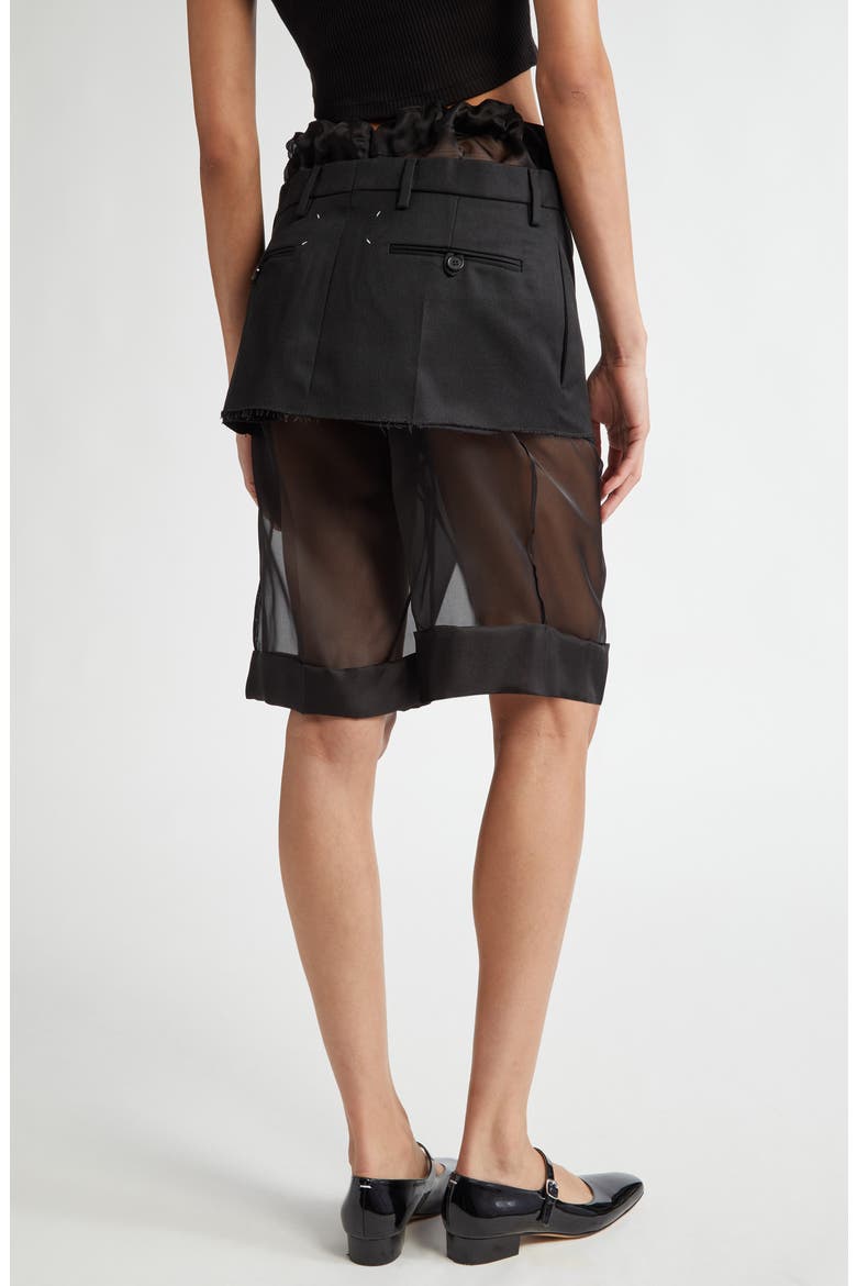 Mixed Media Miniskirt Layered Shorts, Alternate, color, BLACK