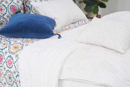 Carol & Frank Runa Botanical White Throw Pillow For Bed Or Sofa Accent Décor In White