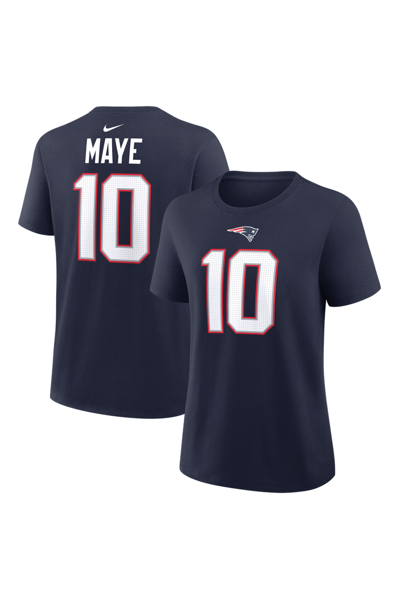 Women's Nike Drake Maye Navy New England Patriots Name & Number T-Shirt, Main, color, Navy