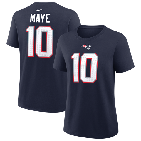 Women's Nike Drake Maye Navy New England Patriots Name & Number T-Shirt