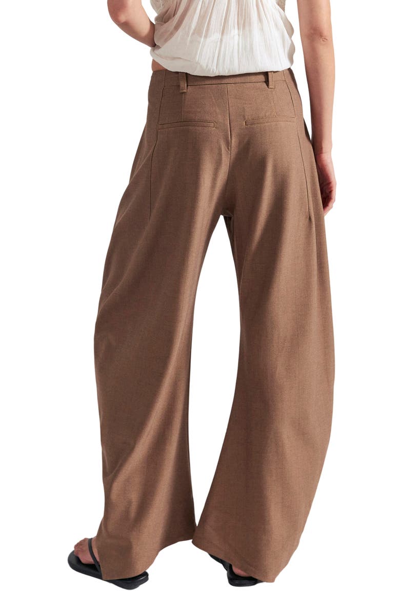 Spotlight Pinstripe Barrel Leg Pants, Alternate, color, BROWN