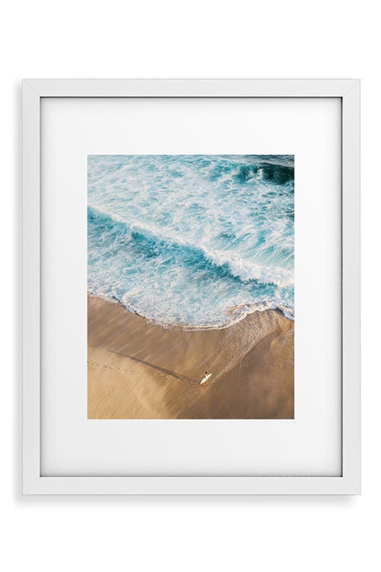 The Surfer & The Ocean Framed Wall Art, Main, color, BLUE