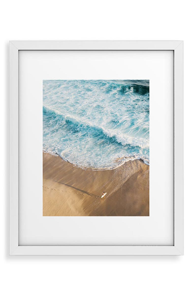 Deny Designs The Surfer & The Ocean Framed Wall Art, Main, color, Blue