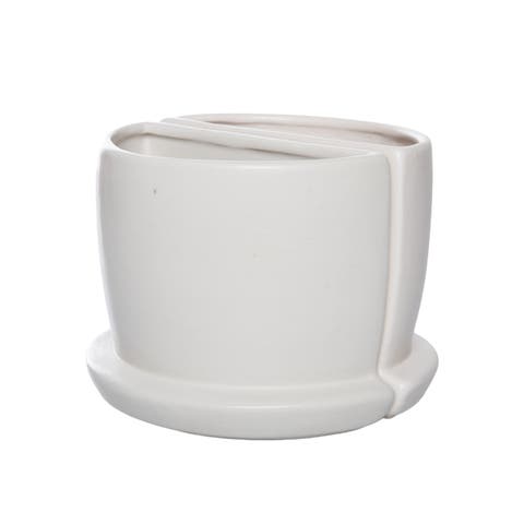 Dolomite Cream Planter Bookends Set of 2 White for Spring Garden Decor