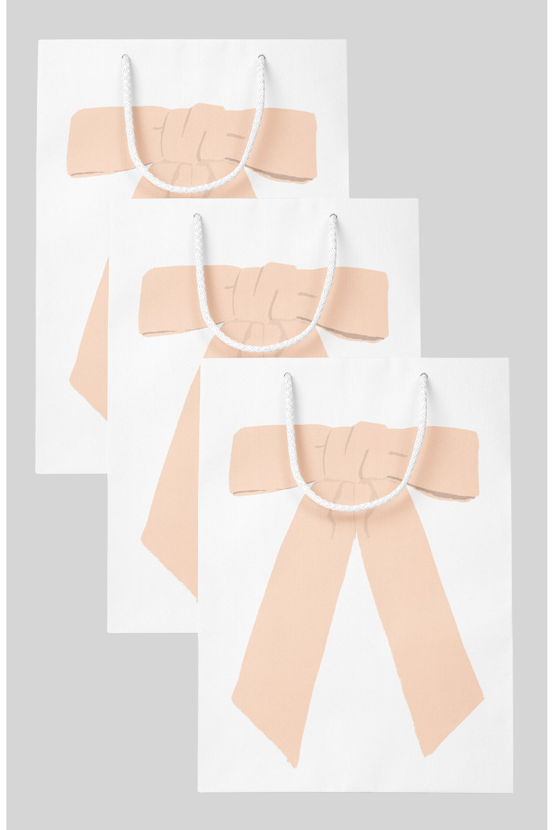 Bow Gift Bag Set of 3, Main, color, White / Peach