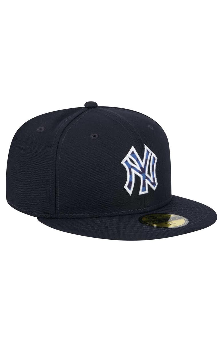 New Era Men's New Era Navy New York Yankees Checkered Undervisor 59FIFTY Fitted Hat, Alternate, color, 