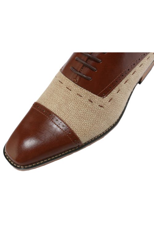 Gino Vitale Cap Toe Oxford In Brown/natural