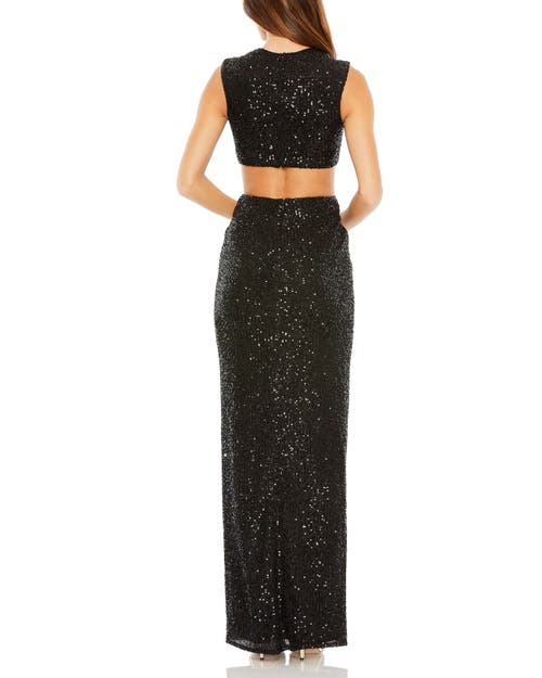 Mac Duggal Sequin Twist Cut Out Open Back Gown
