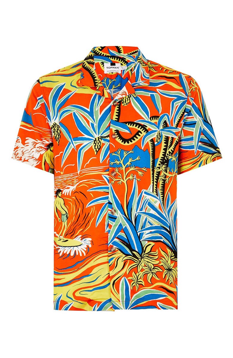 Topman Hawaiian Classic Fit Shirt, Alternate, color, 