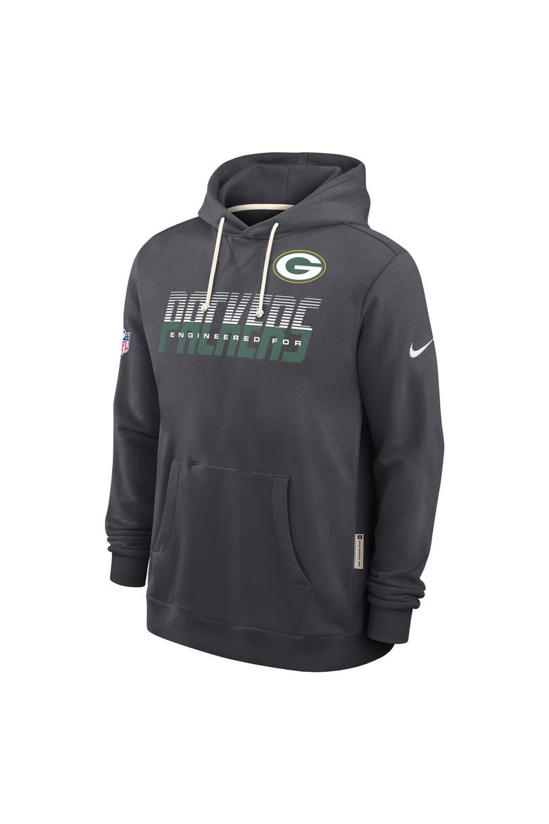 Men's Nike Charcoal Green Bay Packers Sideline Standard Issue Top Prospect Dri-FIT Hoodie, Alternate, color, Charcoal
