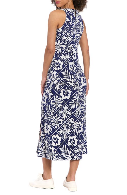 London Times Car Wash Maxi Dress In Navy/white