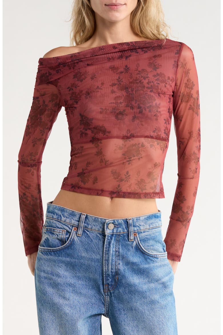Elio Off the Shoulder Knit Top, Main, color, CLARETTE