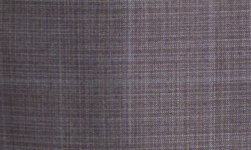 Jack Victor Esprit Regular Fit Burgundy Plaid Super 120s Wool Suit In Gray