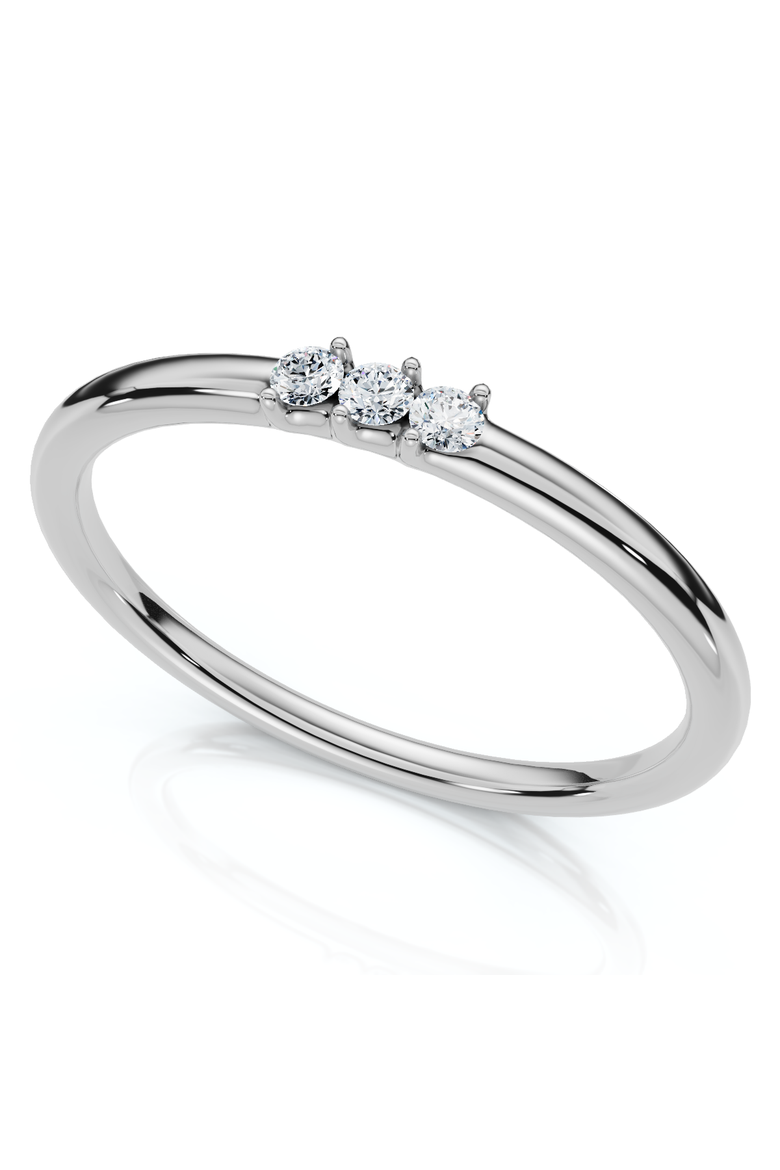 Delicate Diamond 3-Stone Minimalist Anniversary Wedding Ring 14k Gold Lab Grown, Alternate, color, 14k White Gold