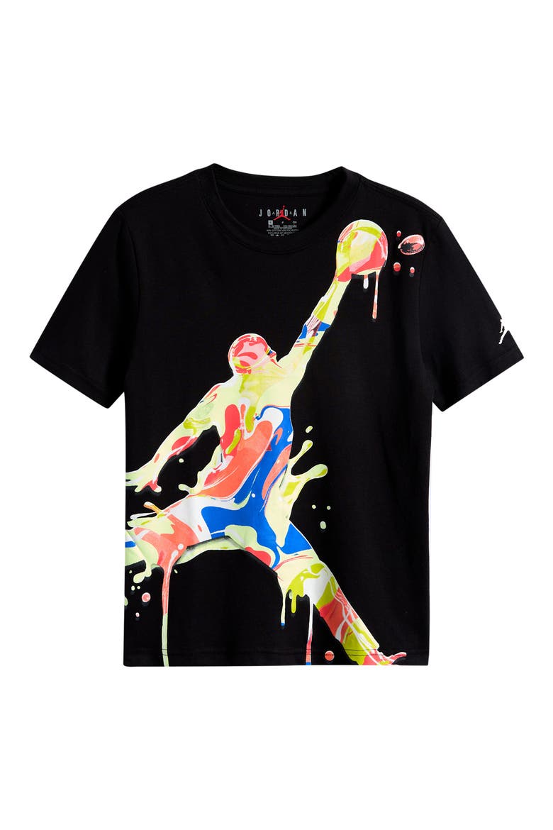 Kids' Splash Paint Graphic Cotton Blend T-Shirt, Main, color, BLACK