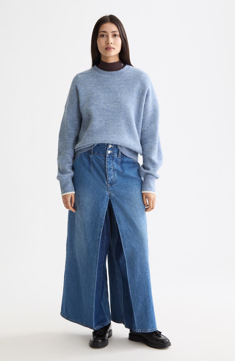 Scotch & Soda Fuzzy Crewneck Sweater, Alternate, color, Faded Denim Melange