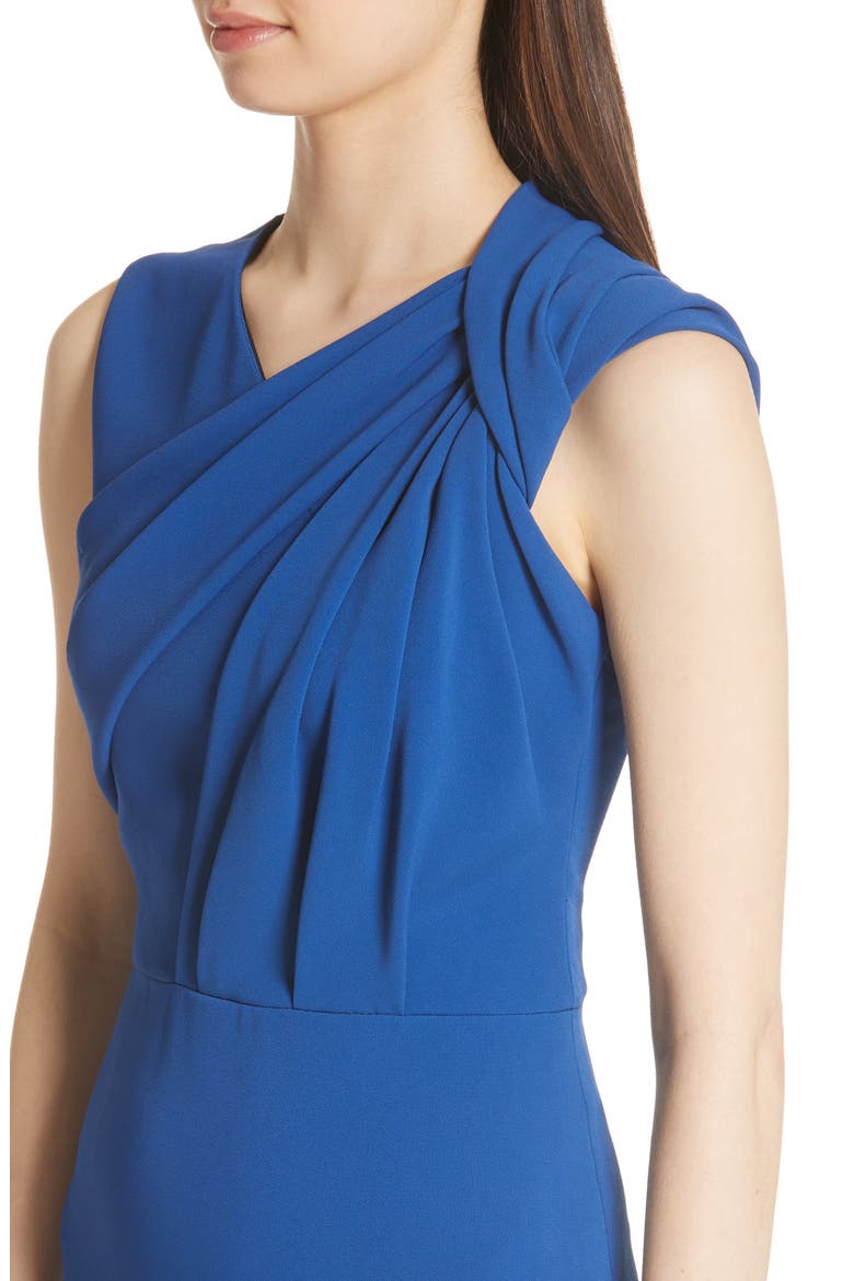 Gathered Bodice Stretch Crepe Sheath Dress, Alternate, color, DEEP SEA BLUE