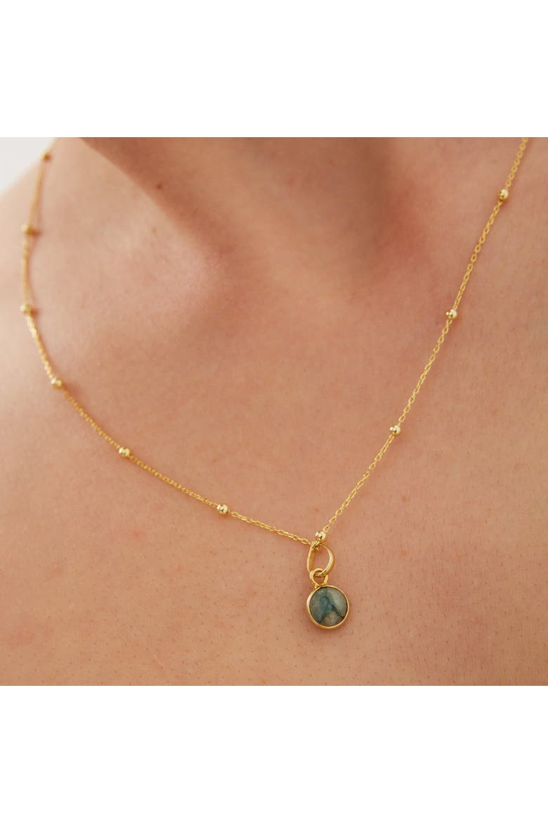 Sterling Silver Natural Circle Pendant Necklace With Beaded Chain, Alternate, color, Gold