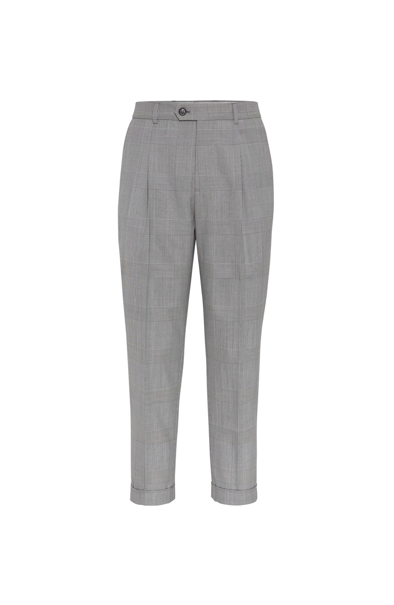Brunello Cucinelli Prince of Wales trousers, Main, color, Grey