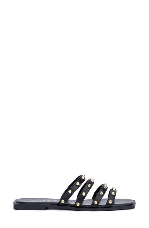Olivia Miller Heidi Womens Faux Leather Flat Slide Sandals In Black