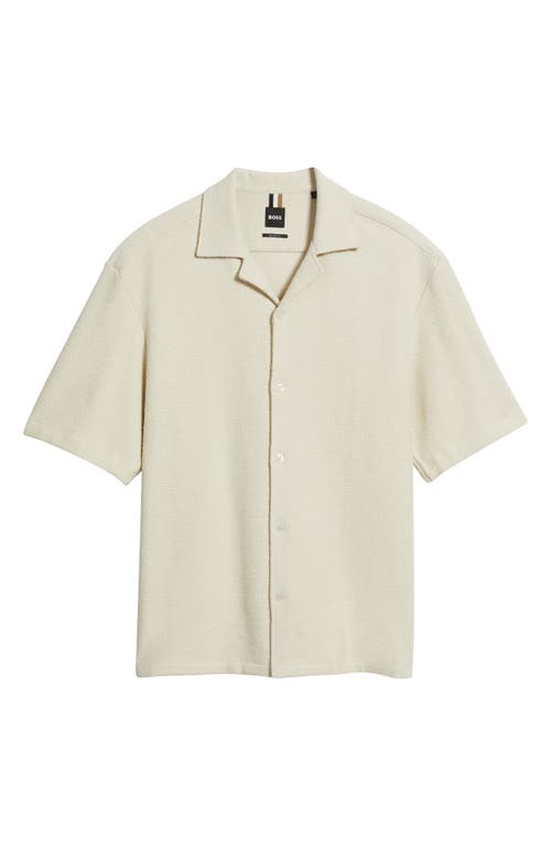 Hugo Boss Boss Lars Terry Cloth Camp Shirt In Open White