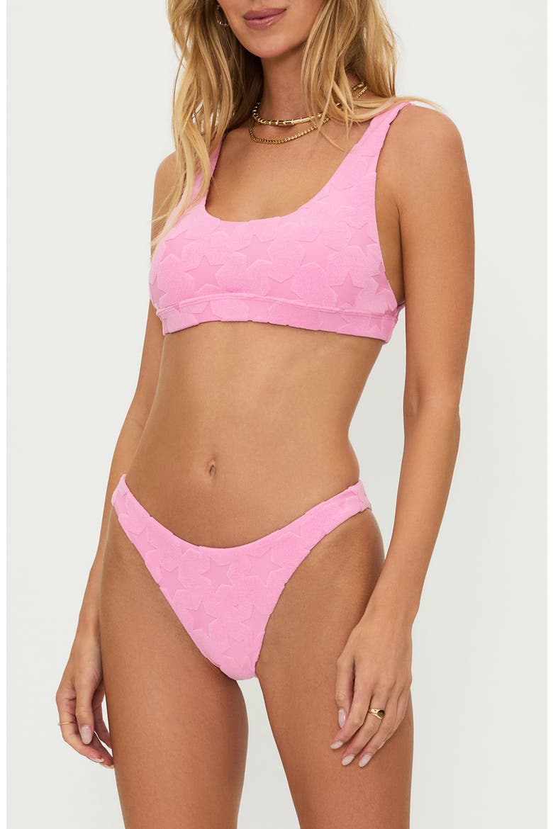 Kaylin Rib High Cut Bikini Bottoms, Alternate, color, PRISM PINK STAR