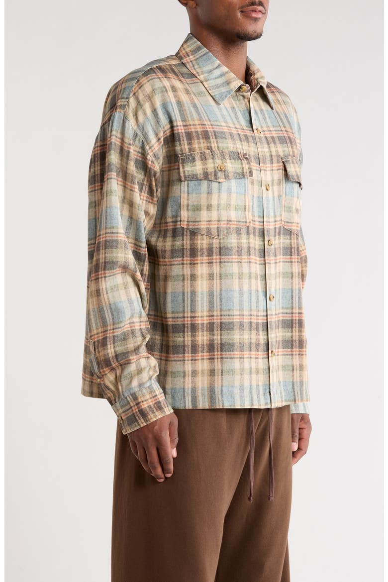 Cody Plaid Flannel Button-Up Shirt, Alternate, color, BEIGE/ GREY MULTI